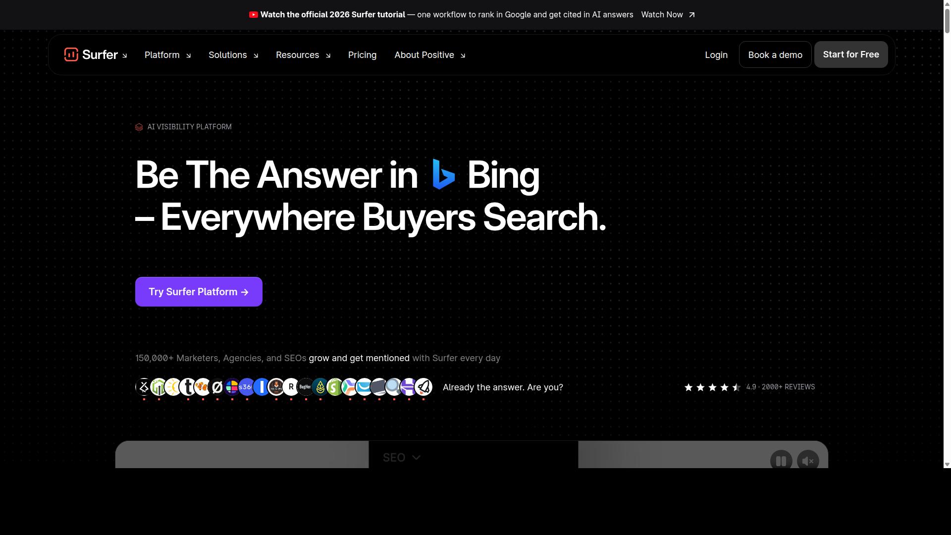 Surfer SEO website